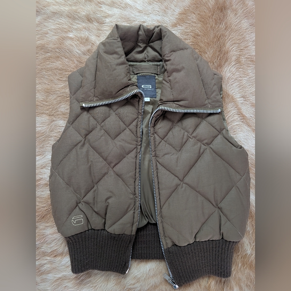 GStar Vintage 100 Down Quilted Brown Puffer Vest